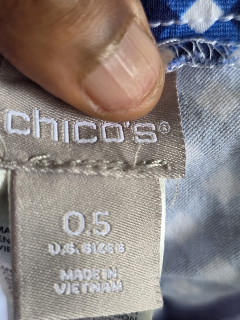 Chico’s Women’s Blue Geometric Print Pants Size 0.5 (US 6) Stretch Slim Ankle - Picture 8 of 8